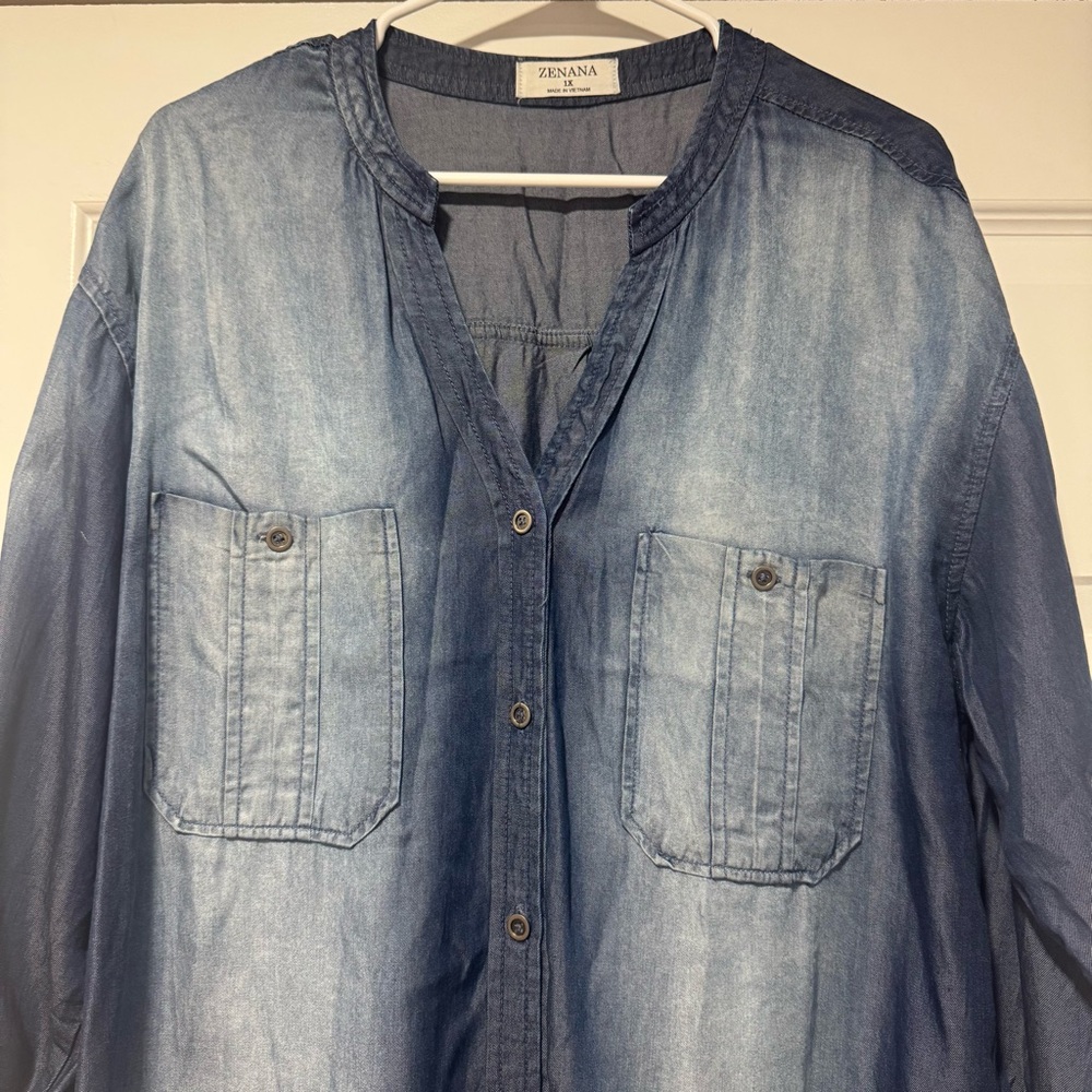 Zenana Outfitters Blue Denim Tunic - Picture 2 of 7